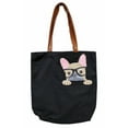 thumbnail image 1 of Comeco Sleepyville Critters Tan Dog Leather Patch Canvas Tote Bag, 1 of 1
