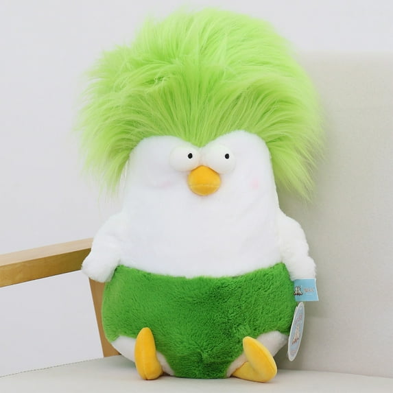 Comedic Home Accent Silly Chicken Plush Toy with Long Feathers, 18inch Hairy Bird Doll for Prank Gifts, Humorous Home Decor Absurd Humor Toy