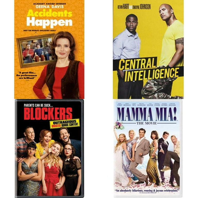 Comedy 4 Pack DVD Bundle Accidents Happen Central Intelligence Blockers Mamma Mia The Movie Full Screen