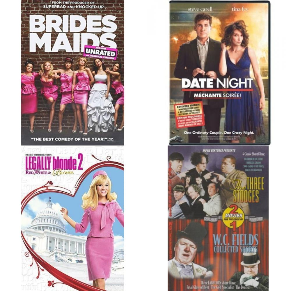 Comedy 4 Pack DVD Bundle: Bridesmaids : Date Night Mechante Soiree! :  Legally Blonde 2 : The Three Stooges \u0026 W.C. Fields Collected Shorts -  Walmart.com, image size:1000x1000