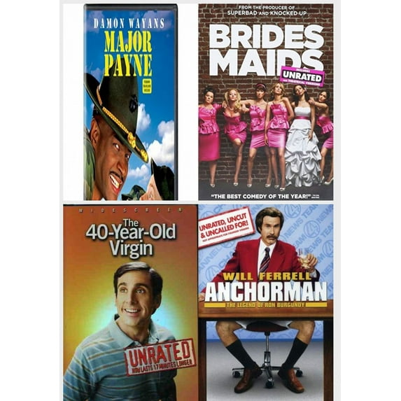 Comedy 4 Pack DVD Bundle: Major Payne, Bridesmaids, THE 40-YEAR-OLD VIRGIN, Anchorman: The Legend of Ron Burgundy