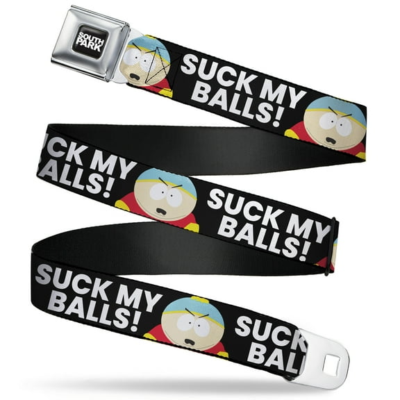 Comedy Central Belt, Seatbelt Buckle Belt, South Park Cartman Pose Black White, 24 to 38 Inches