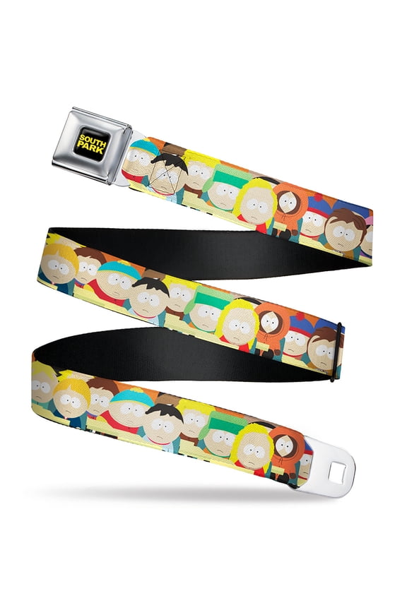 Comedy Central Belt, Seatbelt Buckle Belt, South Park School Kids Faces Stacked, Youth 22 to 32 Inches
