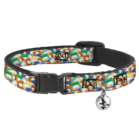 Comedy Central Cat Collar, Breakaway Collar with Bell, South Park Boys Expressions Stacked, 8.5 to 12 Inches 0.5 Inch Wide