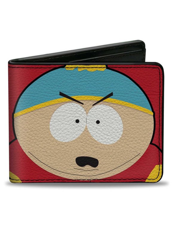 Comedy Central Wallet, Bifold, South Park Cartman Face Character Close Up Red, Vegan Leather