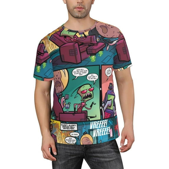 Comedy Invader Zim T-Shirt for Men Novelty 3D Pritneted Casual Short Sleeve Tees Shirt Summer Street T Shirt Top