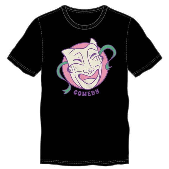 Comedy Mask Theatre Theater Men's Black Short Sleeve Graphic Tee-XS