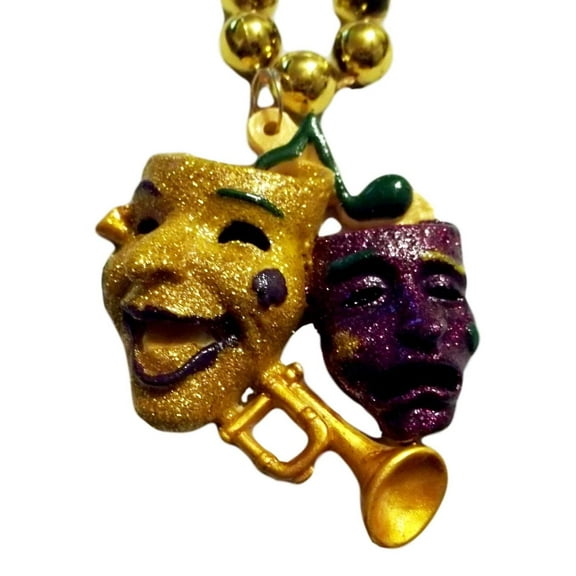 Comedy Tragedy Masks Mardi Gras Beads Party Favor Necklace
