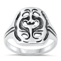 Comedy Tragedy Masks Ring .925 Sterling Silver Melopo Thalia Band Jewelry Female Male Unisex Size 10
