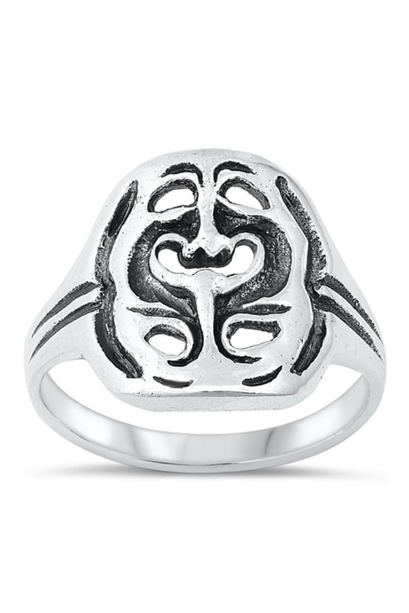 Comedy Tragedy Masks Ring .925 Sterling Silver Melopo Thalia Band Jewelry Female Male Unisex Size 9