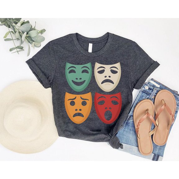 Comedy Tragedy Masks T-Shirt: Performing Arts Student Gift All Size S-5Xl