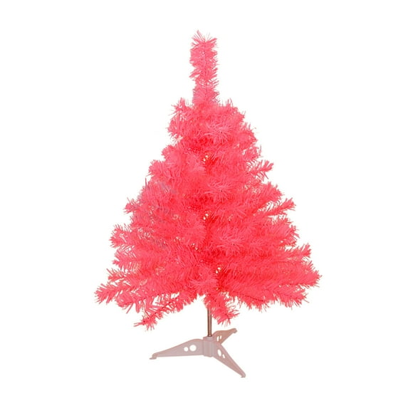 Comefolife 11.8in Artificial Holiday Small Mini Christmas Tree for Tabletop, Home, Office, Indoor and Outdoor Holiday Decoration, Easy Foldable Base (Pink)