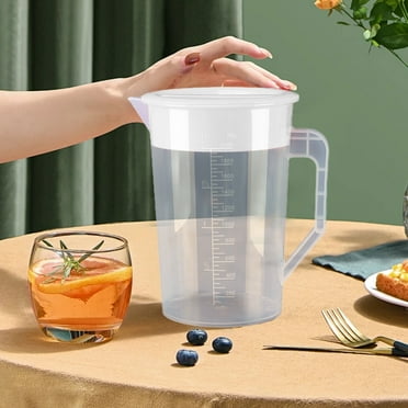 Comefolife 2 Litre Clear Plastic Pitcher with Lid, 1 pcs Clear Water Pitcher for Cold Drinks, Iced Tea Pitcher for Lemonade, Iced Tea, Milk, Juice, Beverages, White