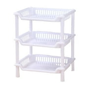 Comefolife 3 Tier Plastic Storage Shelf Rack, 14.2-Inch Tall Floor Storage Shelving with Drainage Holes, Plastic Narrow Shelves for Small Space, Multipurpose Shelving Unit for Bathroom Kitchen