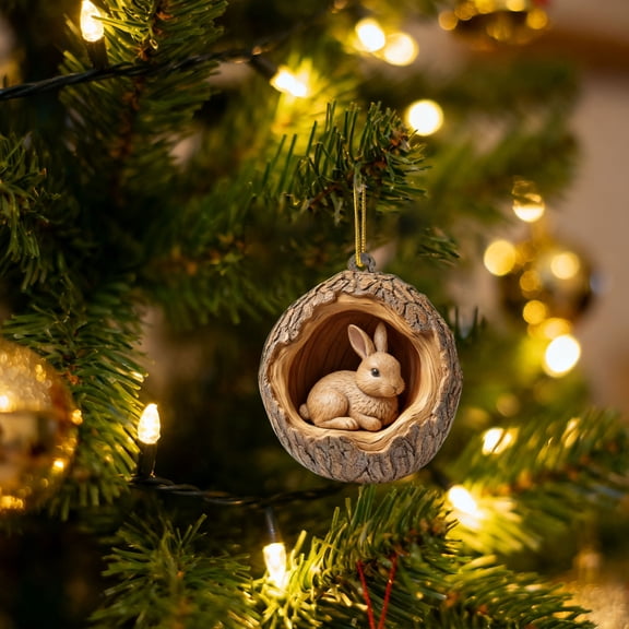 Comefolife Animals Christmas Tree Decorations,Christmas Ornaments 2025 Forest Animals,2D Acrylic Animal Pattern Xmas Tree Hanging Decor,Funny Squirrel Bunny Decor,White Elephant Gifts (E)