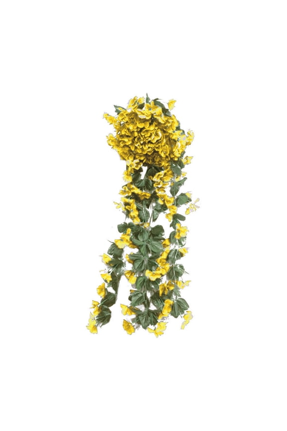 Comefolife Artificial Violet Ivy Flowers 1 Pcs Hanging Flowers Plant for Outside Outdoor Patio Garden Porch Wedding Home Decorations,Yellow