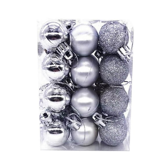 Comefolife Christmas Balls Ornaments Christmas Decorations 24 Pieces Balls Tree Ornaments Decorative Ball Hanging Decorations (Silver)