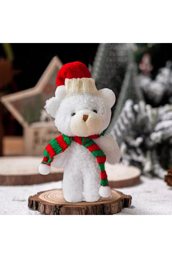 Comefolife Christmas Mini Stuffed Bears Bulk 6 Inch Small Stuffed Animals Keychain Christmas Plush Bear with Scarf Hat Soft Tiny Bear Doll for Birthday Christmas Party Decorations Craft