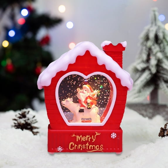 Comefolife Christmas Snow Globe, Lighted Christmas Lantern, Light up Snow Globe Christmas with Music, Santa Claus Scene Snow Globe Lantern Indoor Home Decor, 5.1" Christmas Glitter Snow Globes