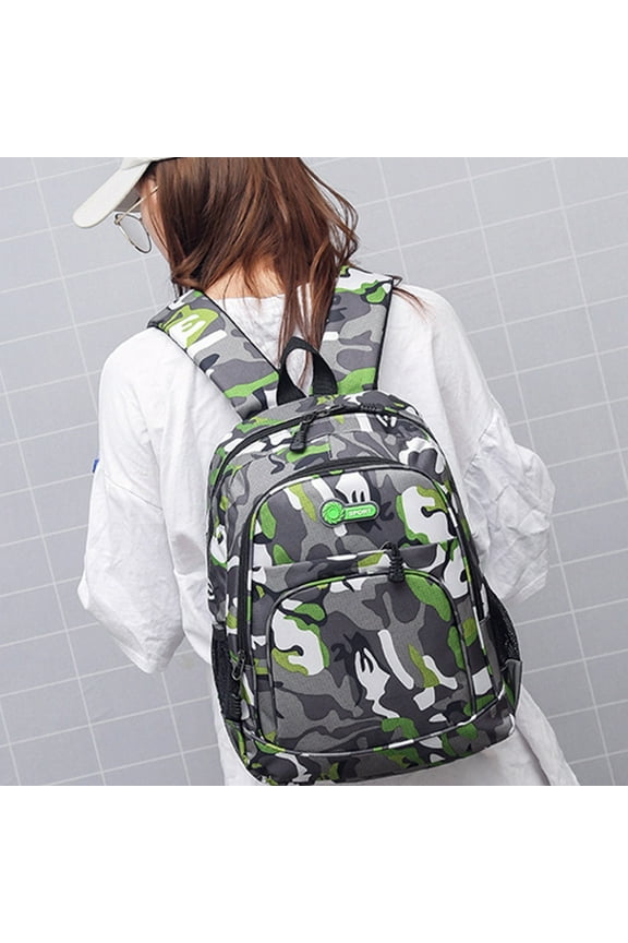 Teenage Schoolbag Camouflage Schoolbag Lightweight Schoolbag Travel Camp Outdoor Backpack Quality Pattern Waterproof Student Backpack (Small Size)