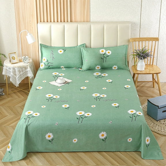 Comefolife Cute Flower Queen Bed Sheet, Soft Microfiber Floral Sheets Queen, Wrinkle and Fade Resistant, Soft Bed Sheets (230*250 cm)