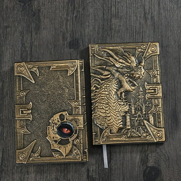 Comefolife Embossed Leather Journal Writing Antique Dragon Journal Notebook with Pen Lined Paper Hardcover Gift Journal Notebook Executive Notebook Travel Diary for Women Men, A5 (Bronze)