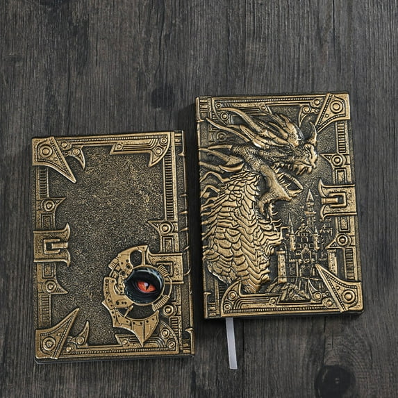 Comefolife Embossed Leather Journal Writing Antique Dragon Journal Notebook with Pen Lined Paper Hardcover Gift Journal Notebook Executive Notebook Travel Diary for Women Men, A5 (Bronze)