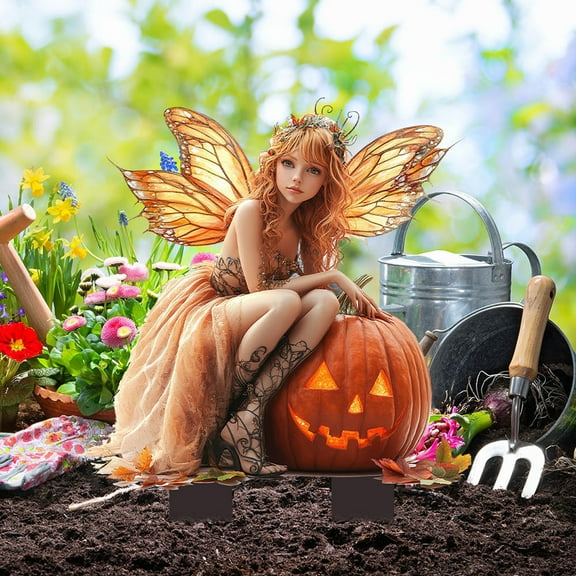 Comefolife Fairy Flower Pot Decoration, Fairy Planter Flower Pots, Fairy Garden Accessories, Handcrafted Acrylic Bohemian Flower Pot for Your Home or Garden (Great Pumpkin Elf)