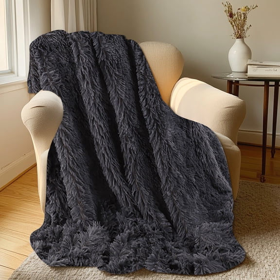 Comefolife Faux Fur Weighted Blanket for Adults( 31.5"x47.24", Dark Gray),Fuzzy Cozy Sherpa Weighted Blanket Full for Adult, Fluffy Comfy Heavy Blanket Gifts for Women Men,Blanket for Couch Sofa Bed