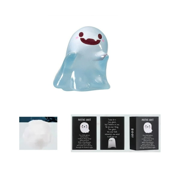 Comefolife Halloween Mini Ghost Figures with Box, Luminous Ghost Miniature Resin Figurines, Glow in The Dark Mini Resin Ghosts, for Halloween Party Favors (E)