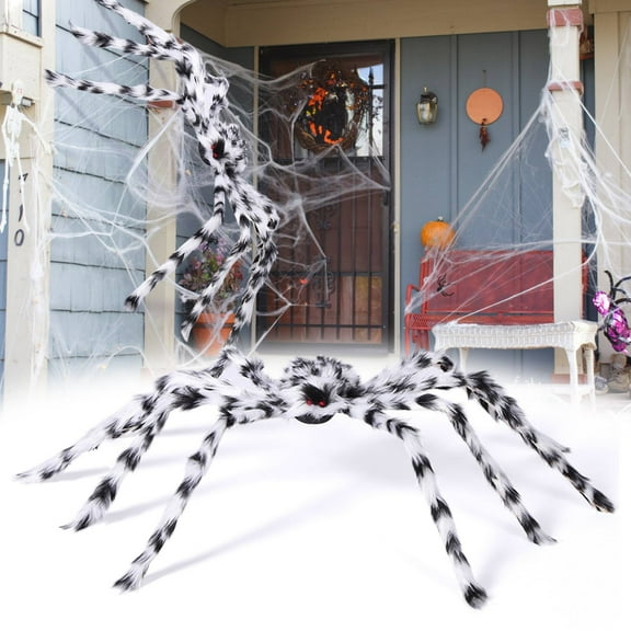 Comefolife Halloween Spider Decorations Outdoor Indoor Giant Outside Spiders Decorations Scary Creep Large Spider Props for Outside Yard Porch Garden Decor Haunted House - 35.4INCH