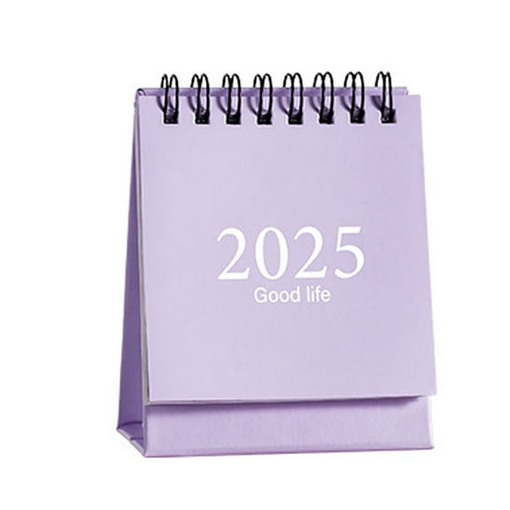 Comefolife Mini Desk Calendar, from July 2024 to December 2025 Mini Standing Calendar Tiny Desk Calendar Standing Flip Desktop Calendar for Home Office School (Purple)