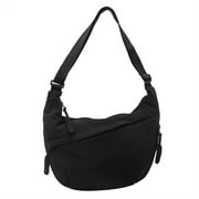GASTROPOD Nylon Crossbody Bags for Women, Trendy Medium Crescent Shoulder Purse, Lightweight Hobo Handbag with Zipper, Black