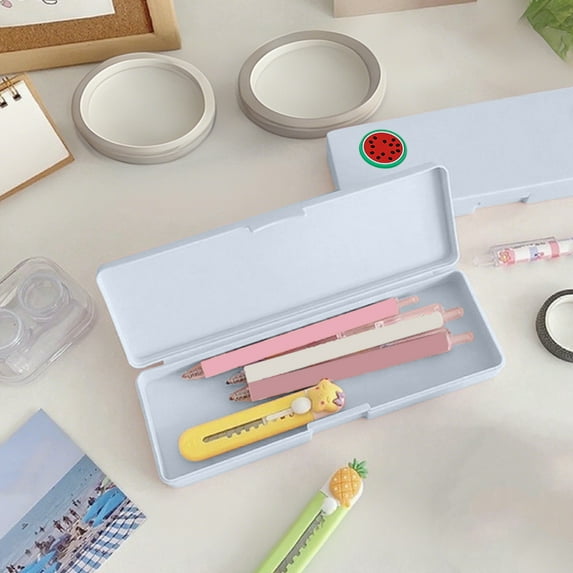 Comefolife Plastic Pencil Case Bulk Plastic Pencil Boxes Frosted Pens Holder with Hinged Lid and Snap Closure