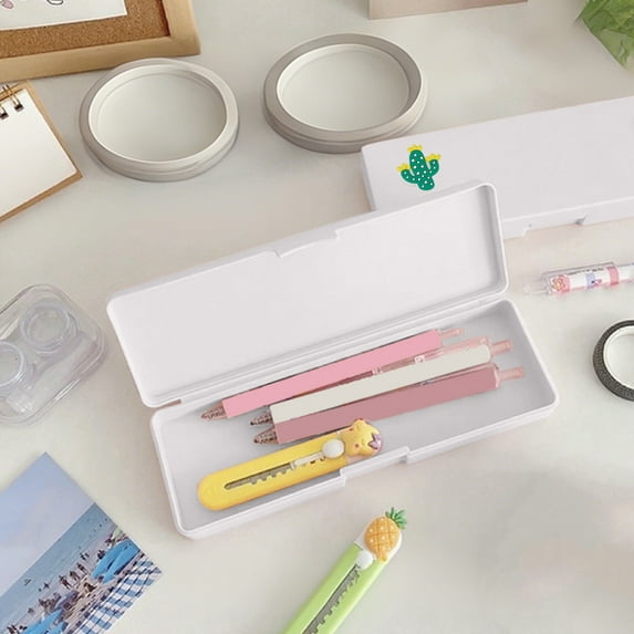 Comefolife Plastic Pencil Case Bulk Plastic Pencil Boxes Frosted Pens Holder with Hinged Lid and Snap Closure