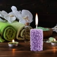 thumbnail image 1 of Comefolife Rose Flower Clusters Aesthetic Scented Candle, Handmade Carved Flower Soy Wax Aroma Decorative Art Candle for Table Photo Prop 1.5×2.7in (Purple), 1 of 9