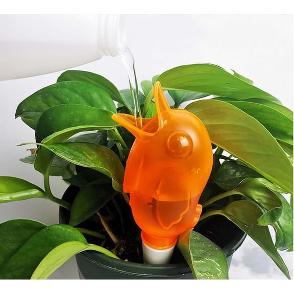 Comefolife Self Watering Spikes, Automatic Drip Irrigation Device with Bird Shape, Automatic Watering Device for Creative Potted Plant, Horticultural Household Water Seepage Device (Orange)