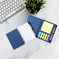 thumbnail image 1 of Comefolife Spiral Notebook Steno Pads Lined Notepad with Pen in Holder, Sticky Notes, Page Marker Colored Index Tabs Flags, 4.72x14.5 in Kraft Paper Cover Small Pocket Notebooks, Blue, 1 of 4