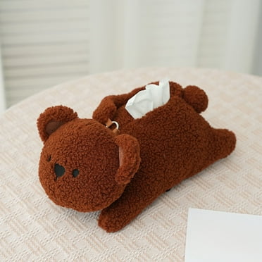 Comefolife Super Soft Plush Rabbit Tissue Box Cover Rabbit Tissue Holder Cute Paper Holder Napkin Box for Car Home Bathroom Kitchen Office (Brown)