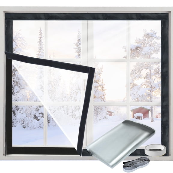 Comefolife Winter Window Insulation Kit, 39"×47.2" Clear Thermal Window Coverings, Plastic Window Cover, Reusable Transparent Window Insulation Film Window Wrap for Warm (Black Edging)