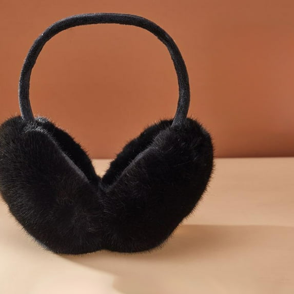 Comefolife Women's Winter Earmuffs Girls Foldable Warm Cold Plush Earmuffs Foldable Fuzzy Earmuffs Faux Fur Ear Warmer Fashion Warm Ear Muffs (Black)