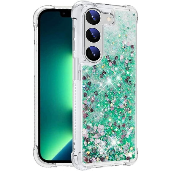 Comepatible with Samsung S23 Plus Case Glitter Sparkle Gold, Luxury Phone Case Samsung Galaxy S23 Plus Case Silicone Shiny Bumper Protective Case Anti-Scratch Cover (Green)