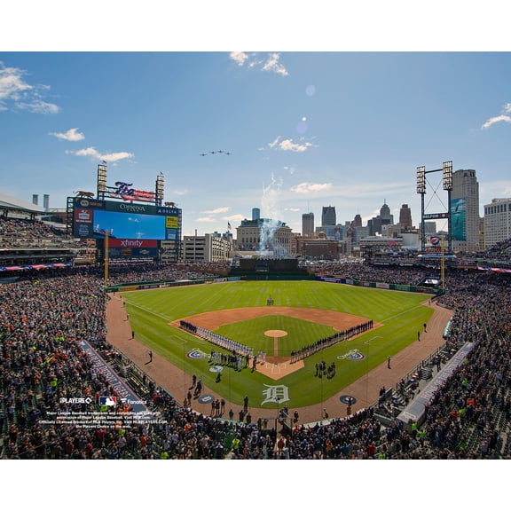 Detroit Tigers Unsigned Comerica Park Pregame Flyover Stadium Photograph