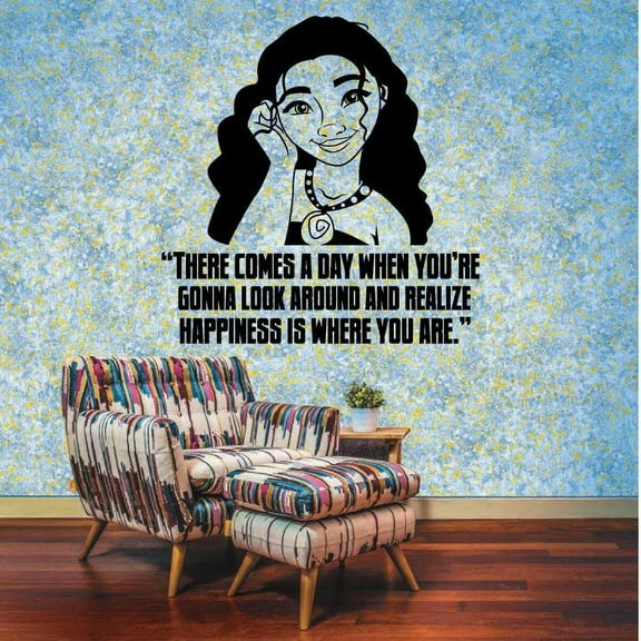 There Comes A Day When You're Gonna Look Around Vinyl Wall Art Sticker Decal Moana Disney Themed Wall Sticker For Girls Boy Kid Room Design Bedroom Nursery Kindergarten Decoration Size (20x20 inch)