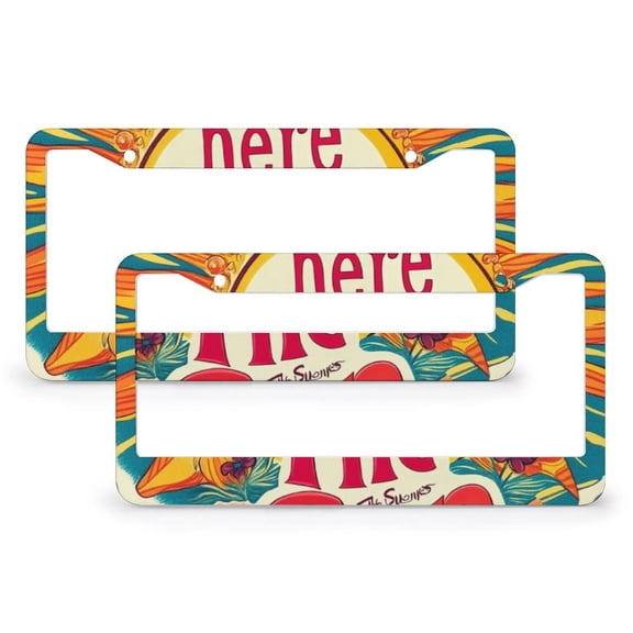 Here Comes The Sun License Plate Frames 2 Pack Western Sun Personalized License Plate Frame for US And CA 2 Holes Stainless Aluminum License Plate Frame