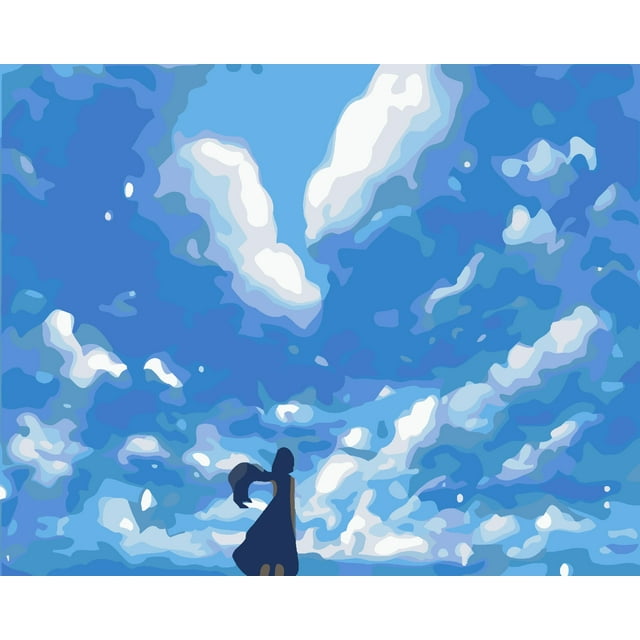 Comes With Frame Paint By Numbers Kit People In Nature Azure Cloud Sky