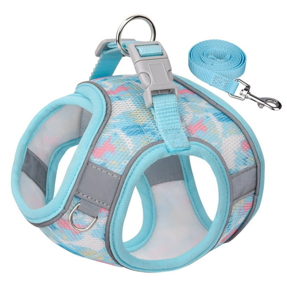 Comes With Leash Cat Vest Harness Breathable Reflective Strong And Firm Does Not Stick To Hair Adjustable Bust Blue S