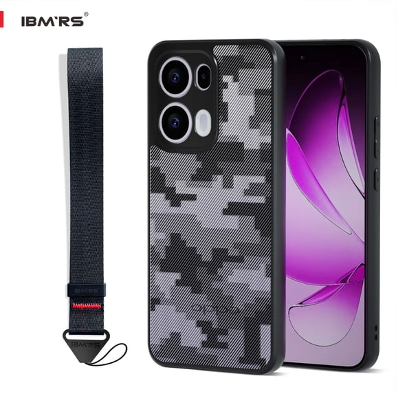 (Comes with wrist strap)IBMRS for Oppo Reno13 Pro Phone Case,Translucent Matte Back Slim Fit Shockproof Protective Case Cover - Black camo