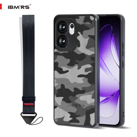 (Comes with wrist strap)IBMRS for Oppo Reno13F 4G/5G Phone Case,Translucent Matte Slim Shockproof Anti-Fingerprint Protective Cover - Black camo