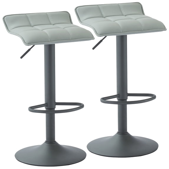 Comet-Adjustable Height Faux Leather Stool, Set of 2 Grey